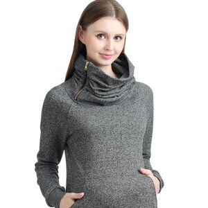 Kimi + Kai Maternity Zip Sweatshirt Gray L